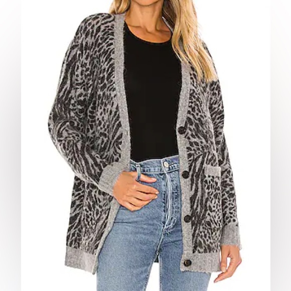 Rails Oslo Sweater Cardigan in Grey Mixed Animal